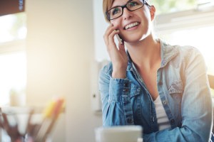 A woman on the phone